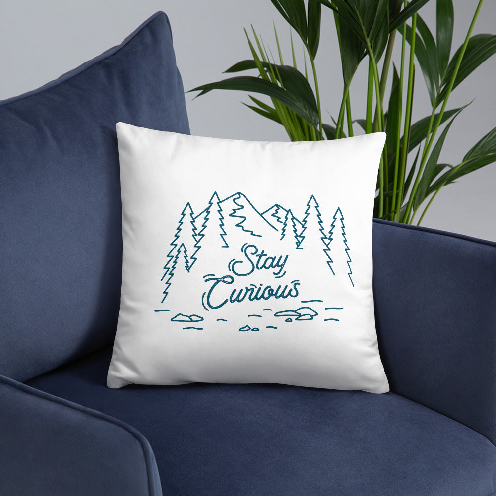 Stay Curious Mountain Basic Throw Pillow