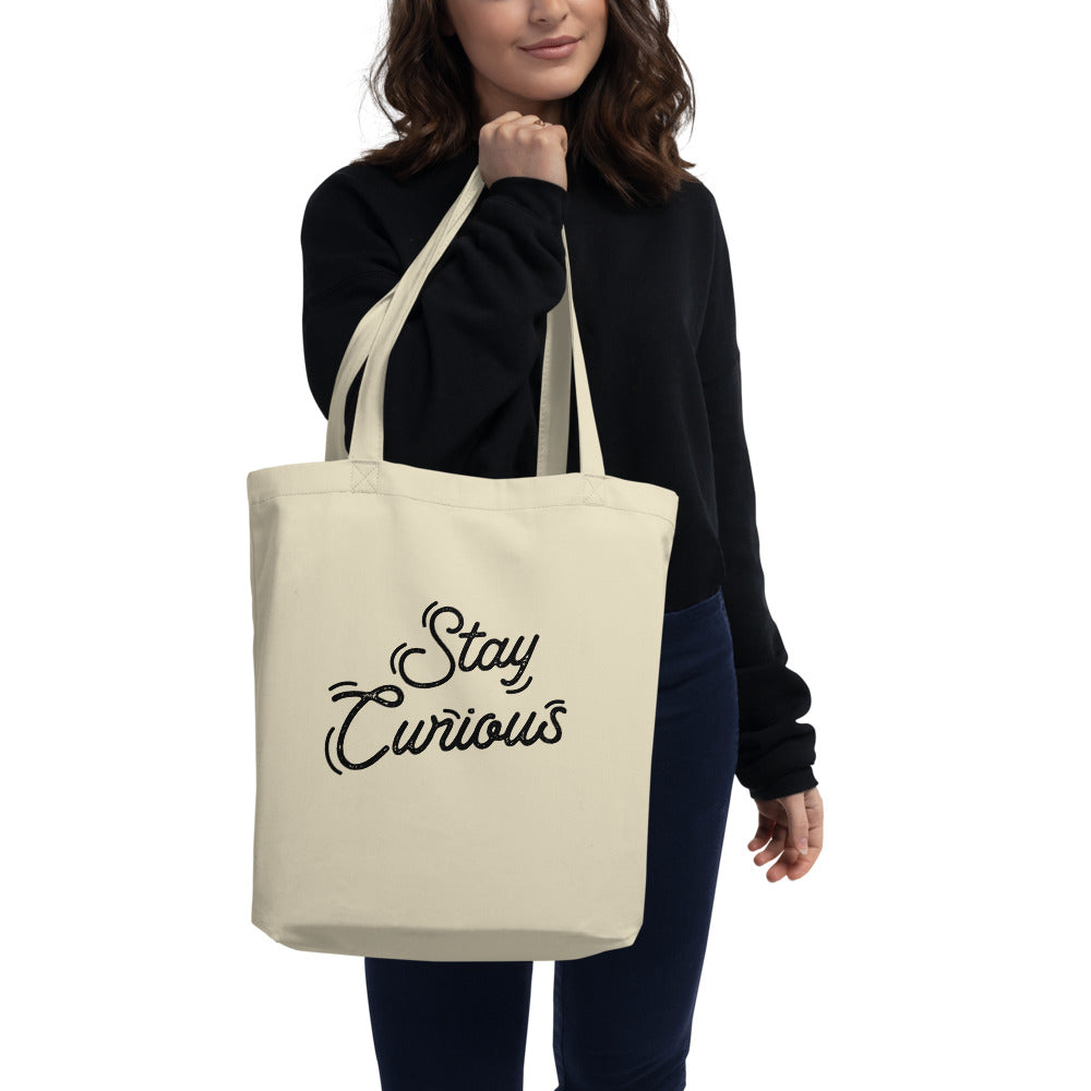 Stay Curious - Canvas Eco Tote Bag (Black Print)