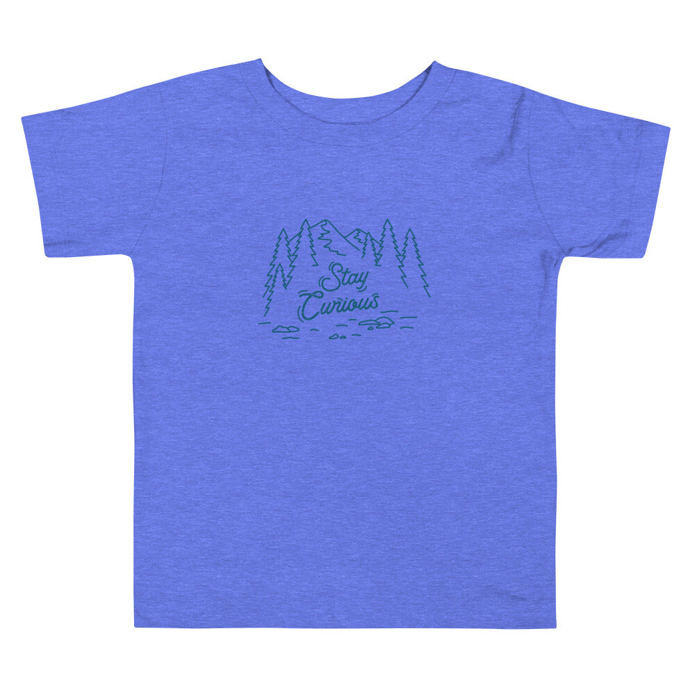Stay Curious Mountain Toddler Short Sleeve Tee (Navy Print)