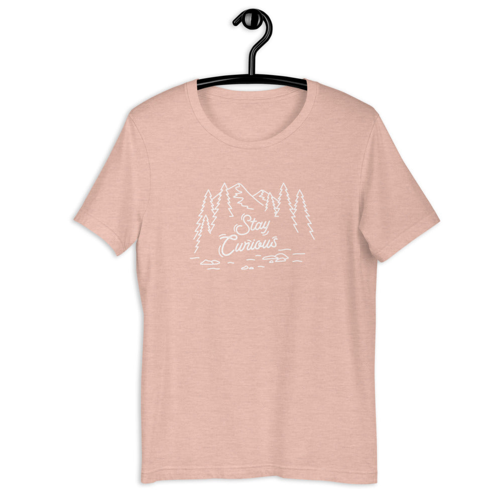 Stay Curious Mountain Short-Sleeve Unisex T-Shirt (White Print)